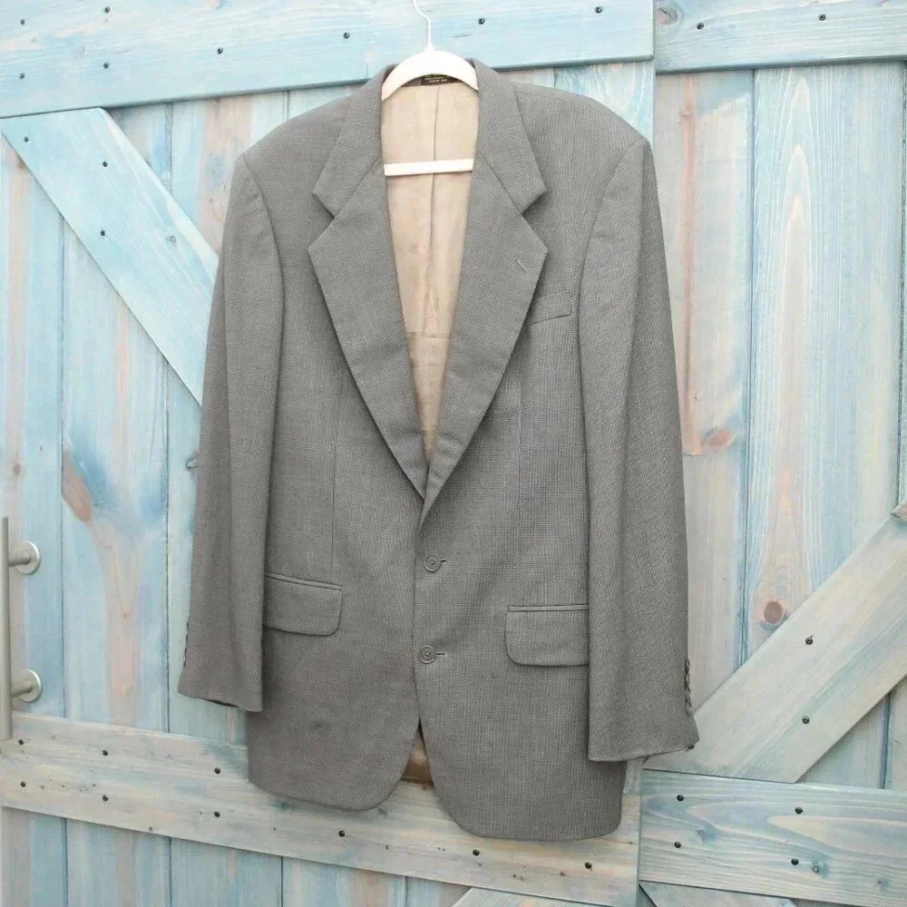 Vintage Oscar de la Renta Size 39L Suit Jacket Blazer Gray